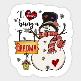 Grandma Gifts I Love Being A Grandma Snowman Matching Family Christmas Gifts Sticker